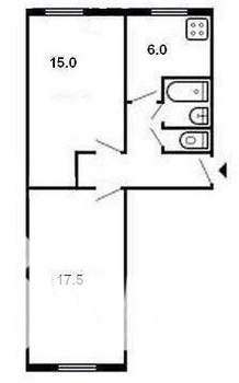 2-к квартира, вторичка, 46м2, 1/5 этаж