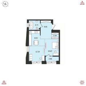 2-к квартира, вторичка, 50м2, 2/16 этаж