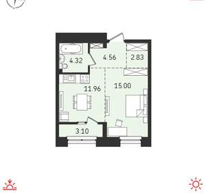 1-к квартира, вторичка, 42м2, 16/19 этаж