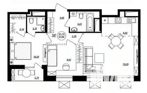 3-к квартира, строящийся дом, 63м2, 8/17 этаж