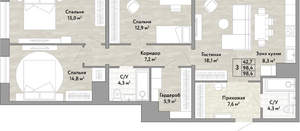 3-к квартира, вторичка, 95м2, 14/22 этаж