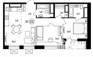 3-к квартира, строящийся дом, 62м2, 11/17 этаж
