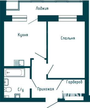 1-к квартира, вторичка, 43м2, 3/16 этаж