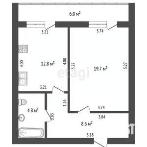 1-к квартира, вторичка, 47м2, 7/14 этаж