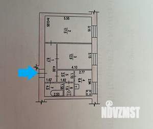 2-к квартира, вторичка, 51м2, 1/4 этаж