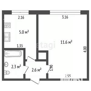 1-к квартира, вторичка, 21м2, 1/5 этаж