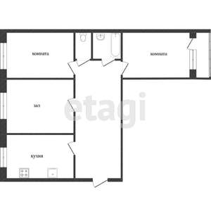 3-к квартира, вторичка, 70м2, 3/3 этаж