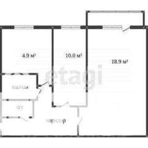 2-к квартира, вторичка, 49м2, 4/4 этаж