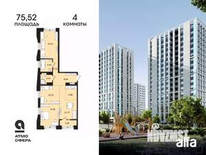 4-к квартира, вторичка, 76м2, 17/17 этаж