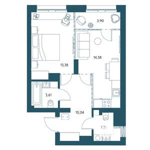 1-к квартира, вторичка, 47м2, 14/25 этаж