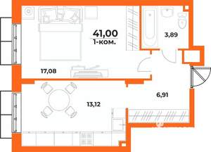 1-к квартира, вторичка, 41м2, 2/10 этаж