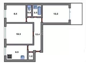 3-к квартира, вторичка, 66м2, 3/10 этаж