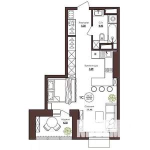 1-к квартира, вторичка, 36м2, 2/23 этаж