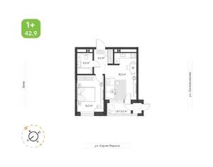 1-к квартира, вторичка, 43м2, 3/24 этаж