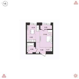 2-к квартира, вторичка, 40м2, 17/17 этаж