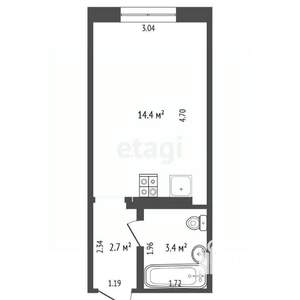 Студия квартира, вторичка, 18м2, 2/3 этаж