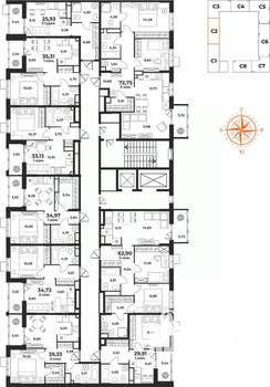 2-к квартира, вторичка, 35м2, 9/10 этаж