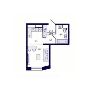 Студия квартира, строящийся дом, 30м2, 24/30 этаж