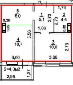 2-к квартира, вторичка, 40м2, 1/10 этаж