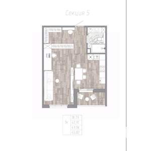 1-к квартира, строящийся дом, 44м2, 1/4 этаж