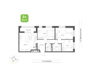 3-к квартира, вторичка, 82м2, 8/9 этаж