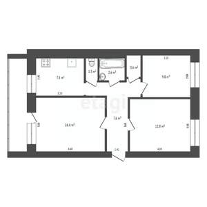 3-к квартира, вторичка, 59м2, 3/5 этаж