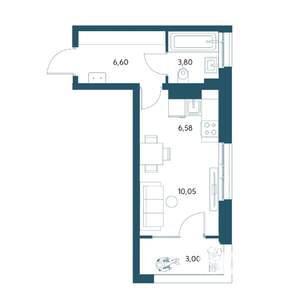 Студия квартира, строящийся дом, 30м2, 11/19 этаж