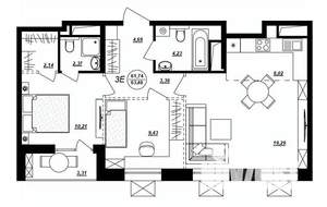 3-к квартира, строящийся дом, 63м2, 12/17 этаж