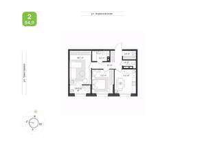 2-к квартира, вторичка, 55м2, 6/16 этаж