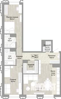 3-к квартира, вторичка, 95м2, 7/21 этаж