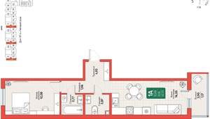 1-к квартира, вторичка, 42м2, 8/12 этаж