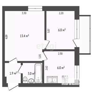 2-к квартира, вторичка, 45м2, 5/5 этаж