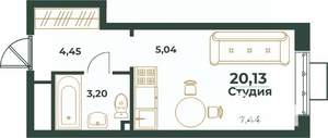 Студия квартира, вторичка, 20м2, 14/24 этаж