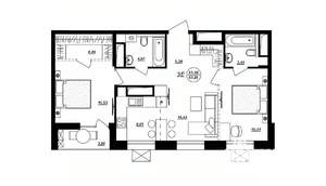 3-к квартира, строящийся дом, 63м2, 6/17 этаж