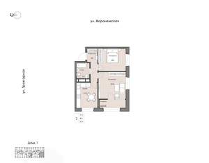 2-к квартира, вторичка, 50м2, 17/20 этаж