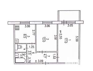 2-к квартира, вторичка, 49м2, 10/10 этаж