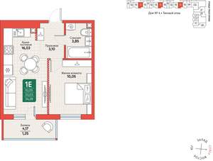 1-к квартира, вторичка, 34м2, 8/12 этаж