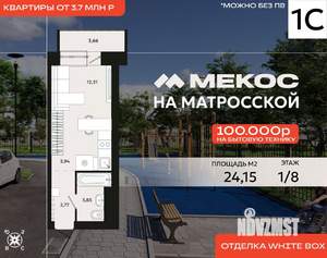 1-к квартира, вторичка, 24м2, 1/8 этаж