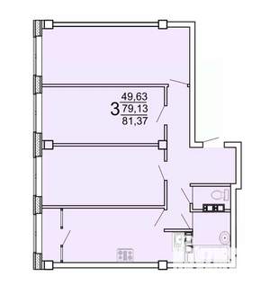 3-к квартира, строящийся дом, 83м2, 24/25 этаж