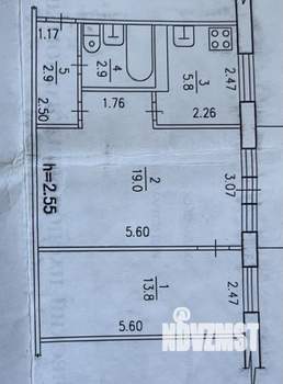 2-к квартира, вторичка, 45м2, 5/5 этаж