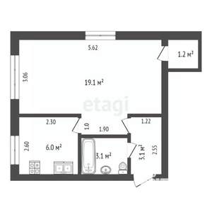 1-к квартира, вторичка, 33м2, 5/5 этаж