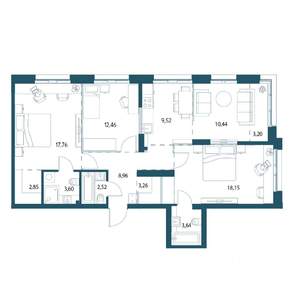 3-к квартира, вторичка, 95м2, 20/25 этаж