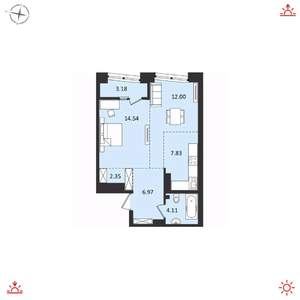 2-к квартира, вторичка, 51м2, 15/17 этаж