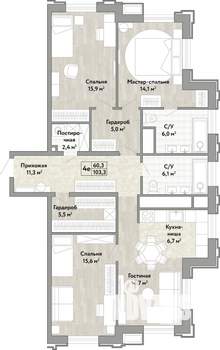 4-к квартира, вторичка, 102м2, 14/21 этаж