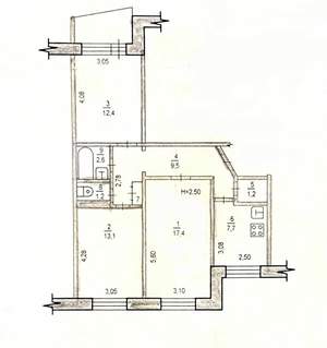 3-к квартира, вторичка, 69м2, 5/9 этаж