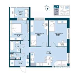 3-к квартира, вторичка, 75м2, 9/19 этаж