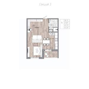 1-к квартира, строящийся дом, 44м2, 4/4 этаж