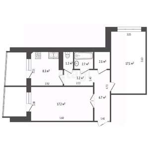 2-к квартира, вторичка, 59м2, 2/9 этаж