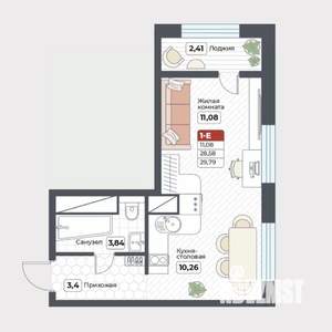 1-к квартира, вторичка, 30м2, 8/19 этаж