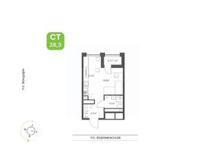 1-к квартира, вторичка, 28м2, 9/20 этаж